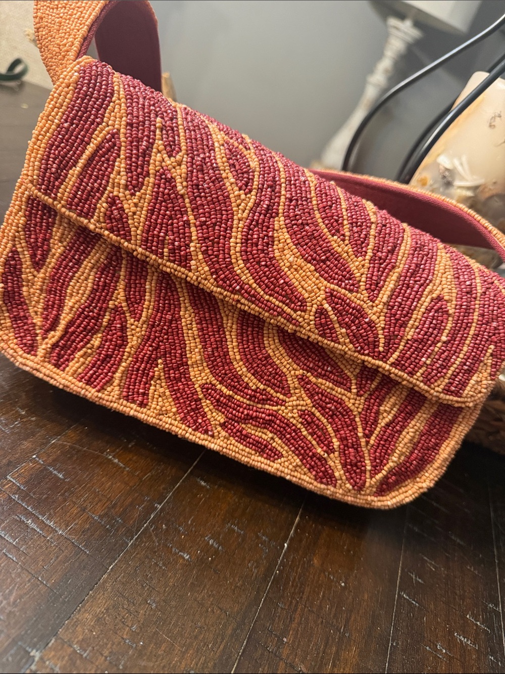Embroidered Red & Gold Mini Shoulder Bag
